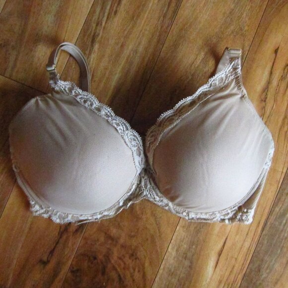 NATORI Beige Feathers Plunge T-Shirt Underwire Bra size 36G - Picture 1 of 5